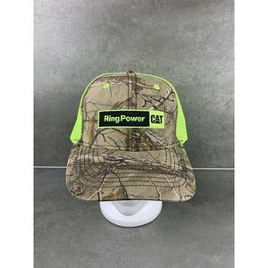 Ring Power CAT Trucker Hat Mossy Oak Neon Yellow Heavy Equipment Machinery